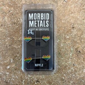 Morbid Metals Multicolor Heart Nipple Rings